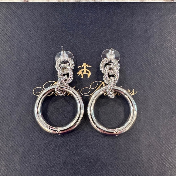 Triple Drop Earrings Cable Motif Brooks Brothers Silver Tone - Picture 7 of 7